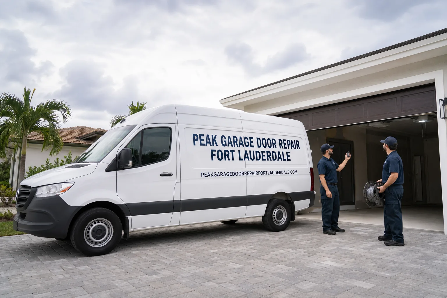 Peak Garage Door Repair Fort Lauderdale service vehicle and crew in Fort Lauderdale, FL